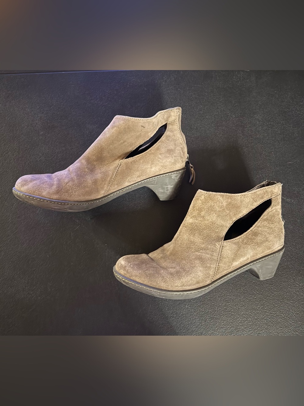 Women's Dansko Taupe Suede Cutout Ankle Booties